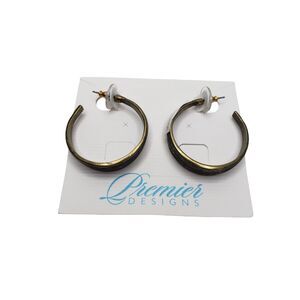 NEW Textured Chunky Bronze Hoop Earrings Premier Designs Post Semi Hoop 1.5" NOC